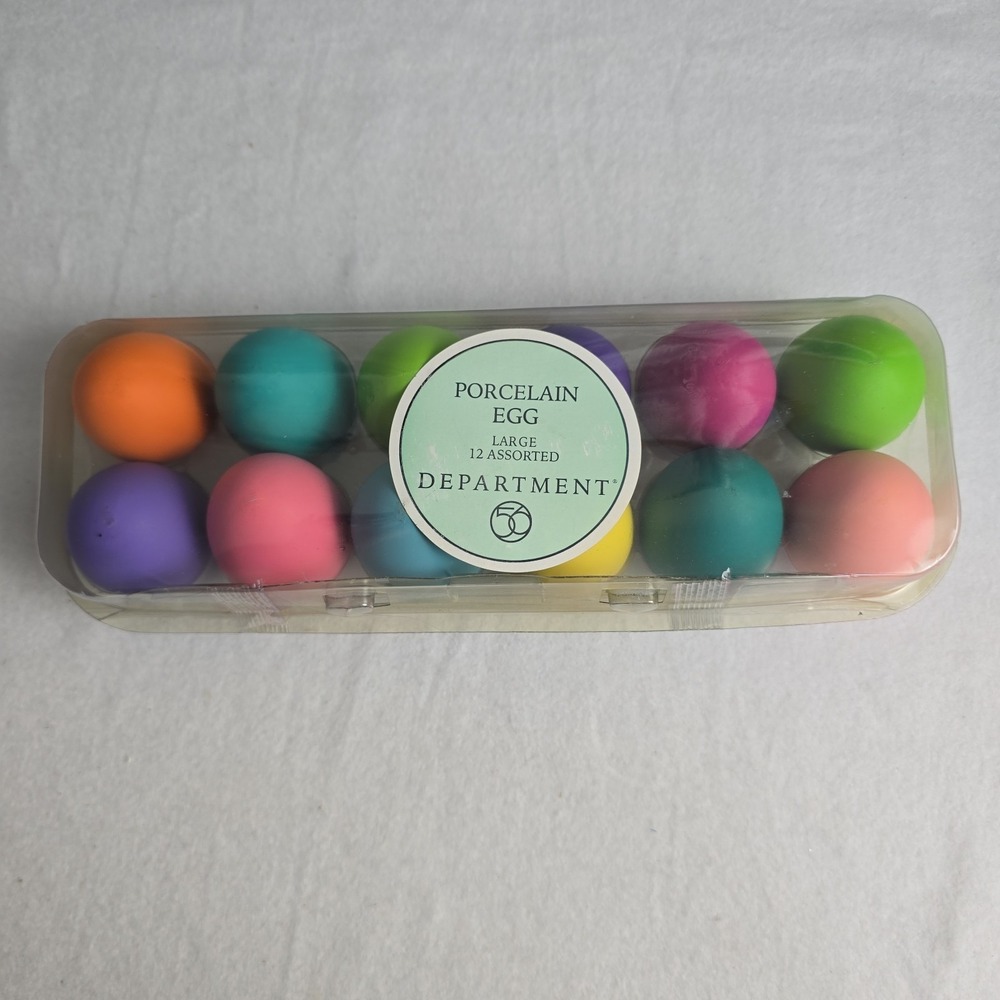 Dept 56 Decorative Porcelain Eggs Large 12 Assorted Multicolored 2.5"